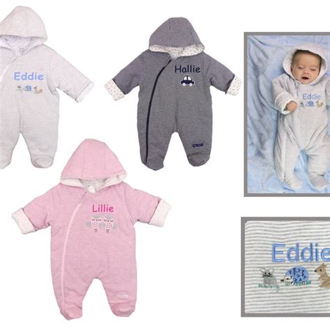 personalised baby snowsuit.